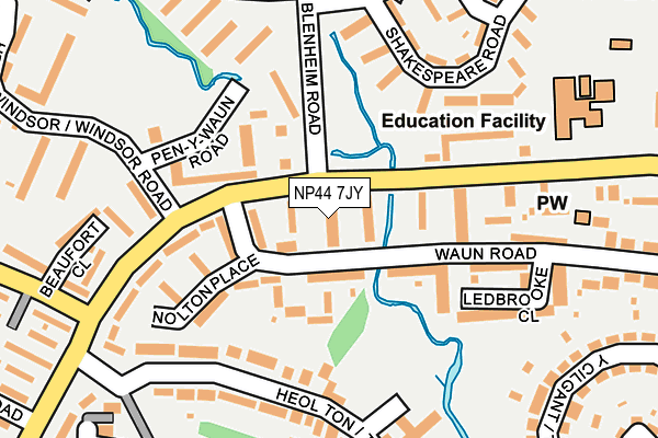NP44 7JY map - OS OpenMap – Local (Ordnance Survey)