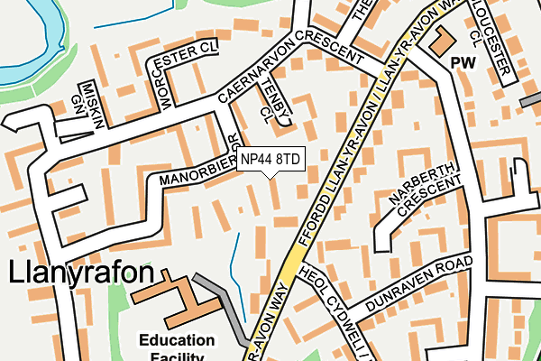 NP44 8TD map - OS OpenMap – Local (Ordnance Survey)