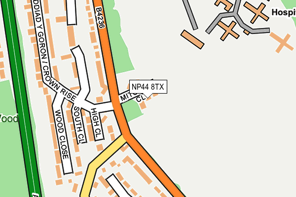 NP44 8TX map - OS OpenMap – Local (Ordnance Survey)