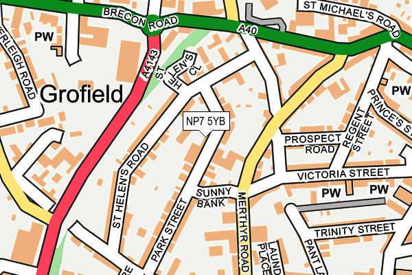 NP7 5YB map - OS OpenMap – Local (Ordnance Survey)