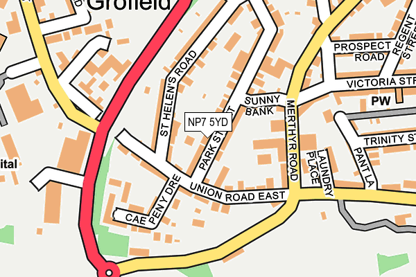 NP7 5YD map - OS OpenMap – Local (Ordnance Survey)