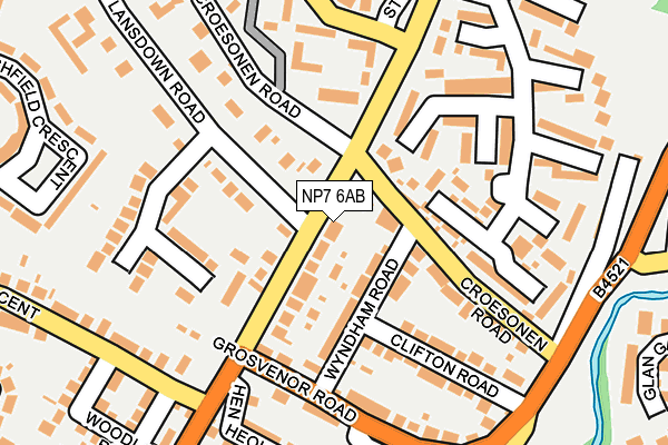NP7 6AB map - OS OpenMap – Local (Ordnance Survey)