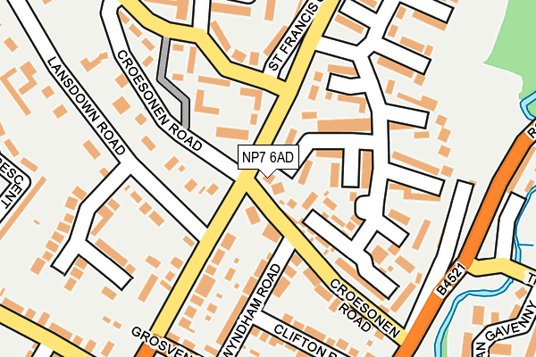 NP7 6AD map - OS OpenMap – Local (Ordnance Survey)