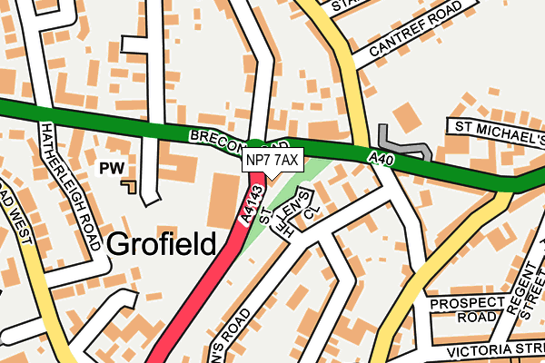 NP7 7AX map - OS OpenMap – Local (Ordnance Survey)