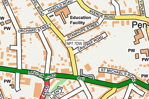 NP7 7DW map - OS OpenMap – Local (Ordnance Survey)