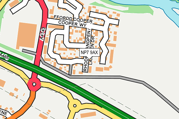 NP7 9AX map - OS OpenMap – Local (Ordnance Survey)
