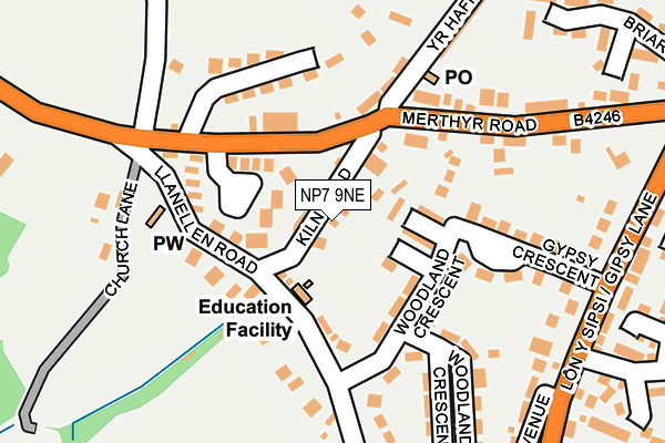 NP7 9NE map - OS OpenMap – Local (Ordnance Survey)