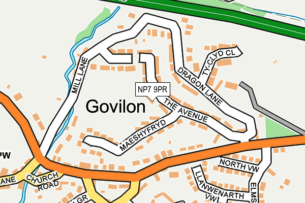 NP7 9PR map - OS OpenMap – Local (Ordnance Survey)