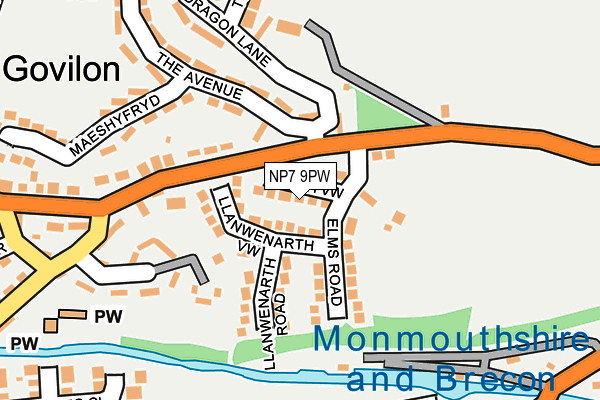 NP7 9PW map - OS OpenMap – Local (Ordnance Survey)