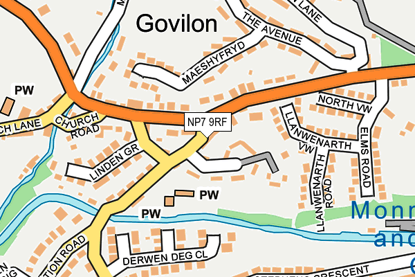 NP7 9RF map - OS OpenMap – Local (Ordnance Survey)