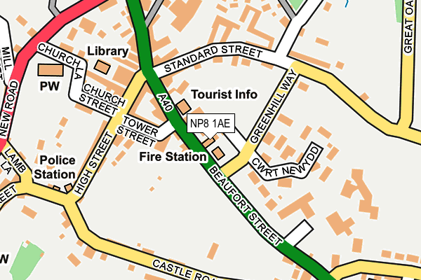NP8 1AE map - OS OpenMap – Local (Ordnance Survey)