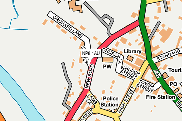NP8 1AU map - OS OpenMap – Local (Ordnance Survey)