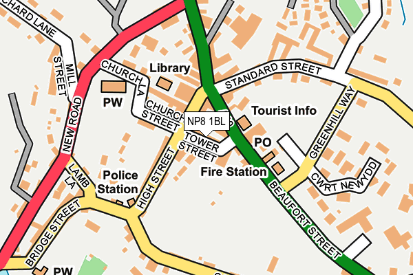 NP8 1BL map - OS OpenMap – Local (Ordnance Survey)