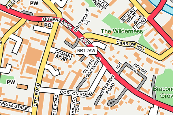 NR1 2AW map - OS OpenMap – Local (Ordnance Survey)