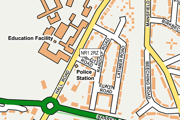 NR1 2RZ map - OS OpenMap – Local (Ordnance Survey)