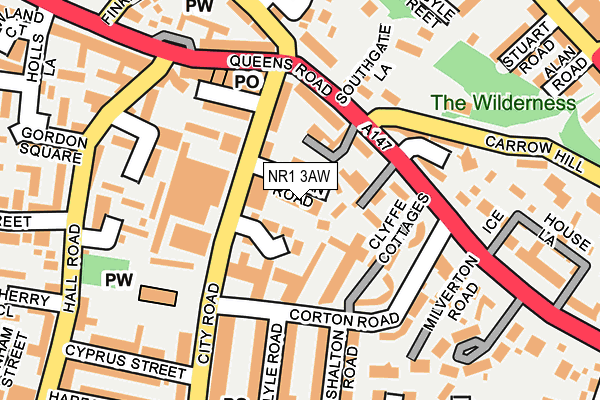 NR1 3AW map - OS OpenMap – Local (Ordnance Survey)