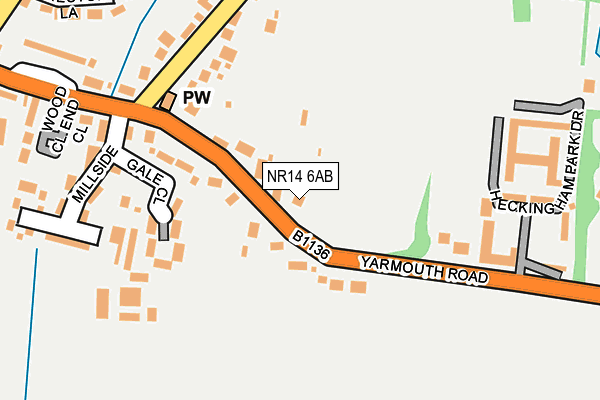 NR14 6AB map - OS OpenMap – Local (Ordnance Survey)