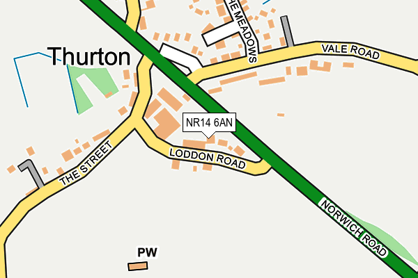 NR14 6AN map - OS OpenMap – Local (Ordnance Survey)