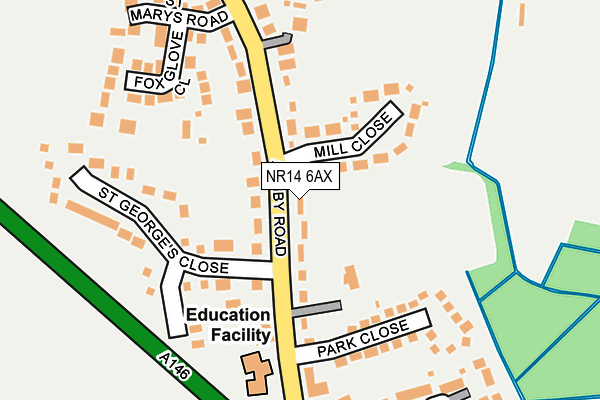 NR14 6AX map - OS OpenMap – Local (Ordnance Survey)