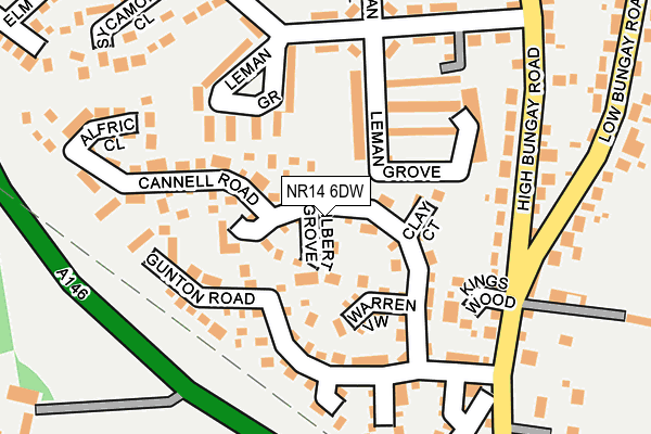 NR14 6DW map - OS OpenMap – Local (Ordnance Survey)