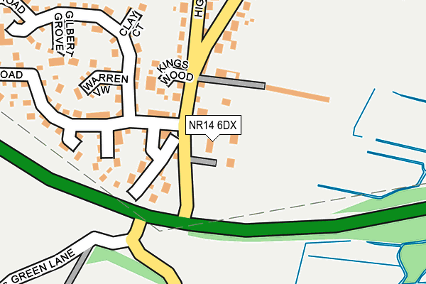 NR14 6DX map - OS OpenMap – Local (Ordnance Survey)