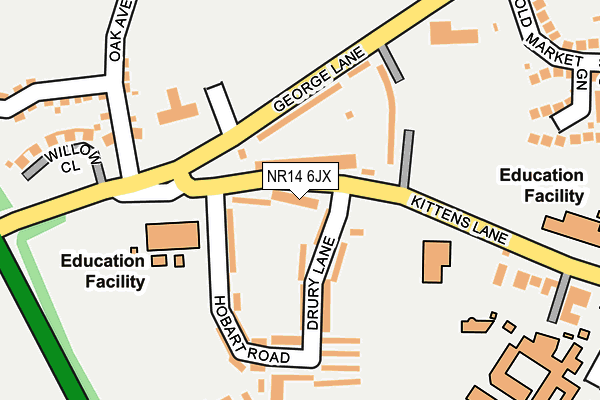 NR14 6JX map - OS OpenMap – Local (Ordnance Survey)