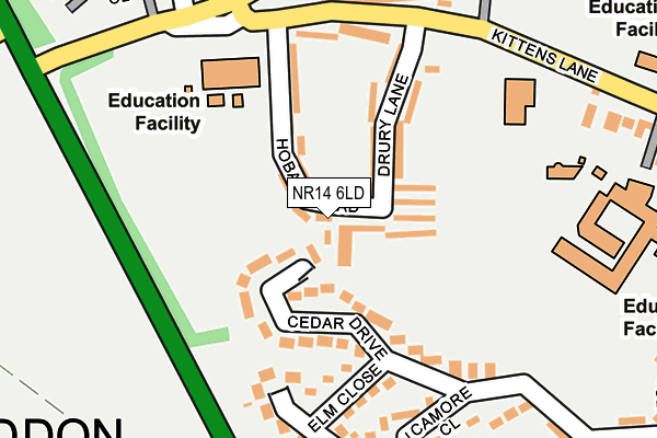 NR14 6LD map - OS OpenMap – Local (Ordnance Survey)