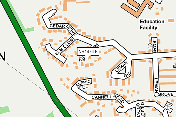 NR14 6LF map - OS OpenMap – Local (Ordnance Survey)