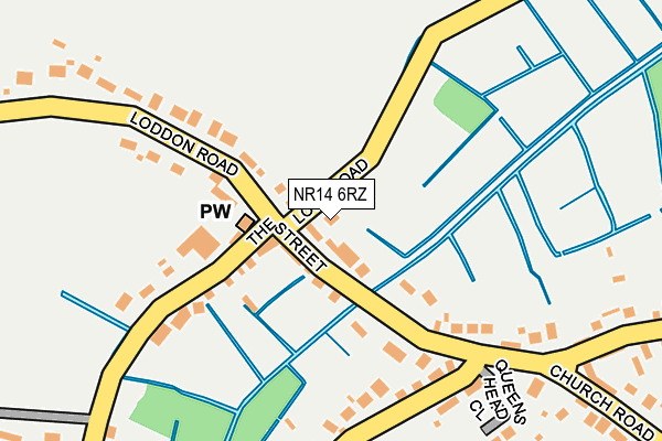 NR14 6RZ map - OS OpenMap – Local (Ordnance Survey)