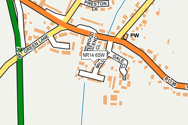NR14 6SW map - OS OpenMap – Local (Ordnance Survey)