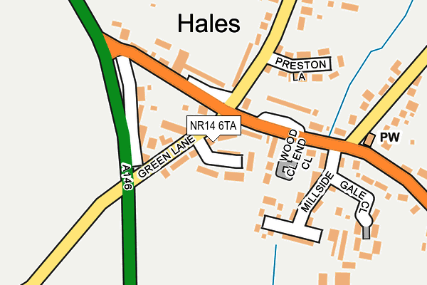 NR14 6TA map - OS OpenMap – Local (Ordnance Survey)