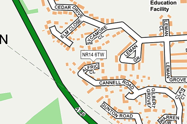 NR14 6TW map - OS OpenMap – Local (Ordnance Survey)