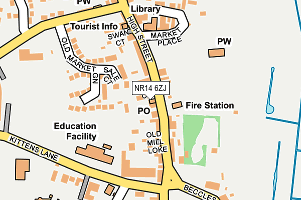 NR14 6ZJ map - OS OpenMap – Local (Ordnance Survey)