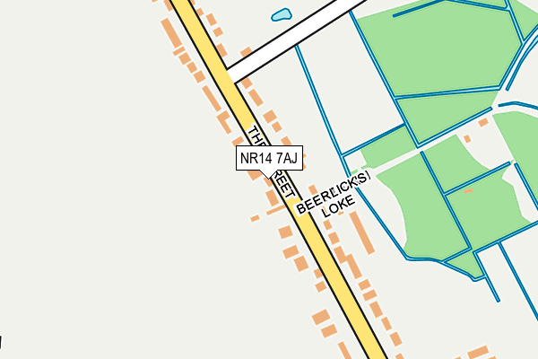 NR14 7AJ map - OS OpenMap – Local (Ordnance Survey)