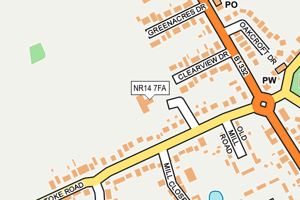 NR14 7FA map - OS OpenMap – Local (Ordnance Survey)