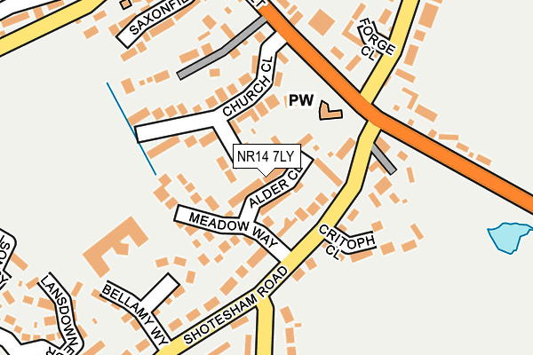 NR14 7LY map - OS OpenMap – Local (Ordnance Survey)