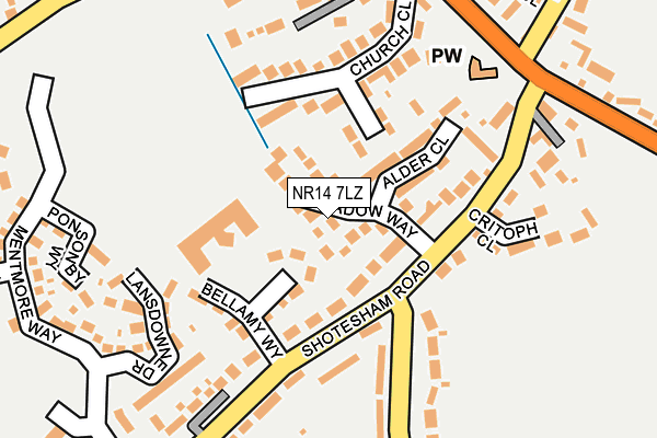 NR14 7LZ map - OS OpenMap – Local (Ordnance Survey)