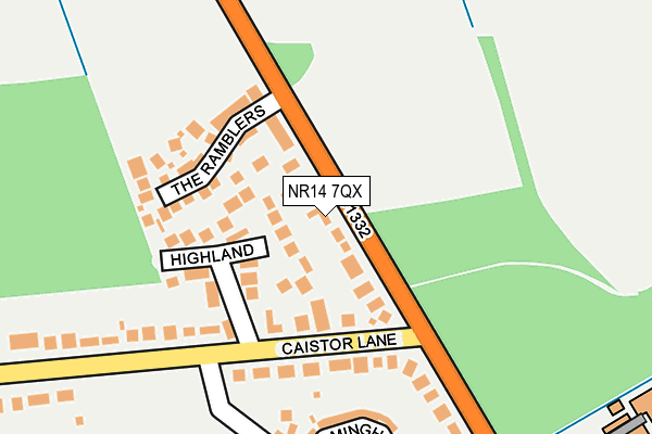 NR14 7QX map - OS OpenMap – Local (Ordnance Survey)