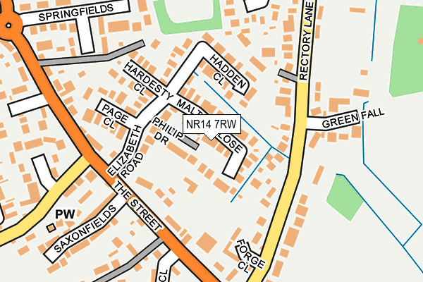 NR14 7RW map - OS OpenMap – Local (Ordnance Survey)