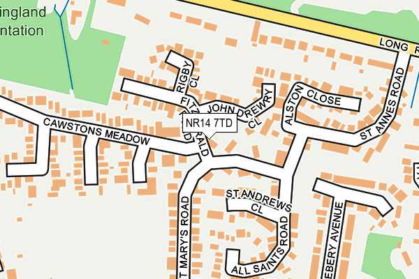 NR14 7TD map - OS OpenMap – Local (Ordnance Survey)