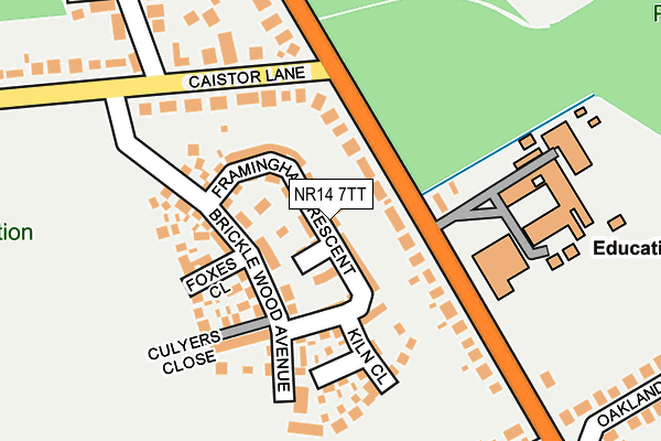 NR14 7TT map - OS OpenMap – Local (Ordnance Survey)