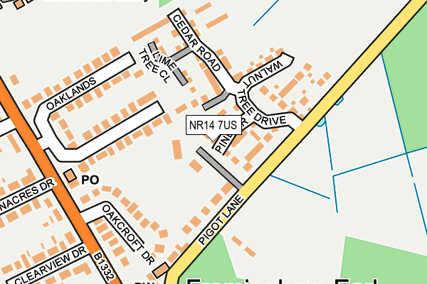 NR14 7US map - OS OpenMap – Local (Ordnance Survey)