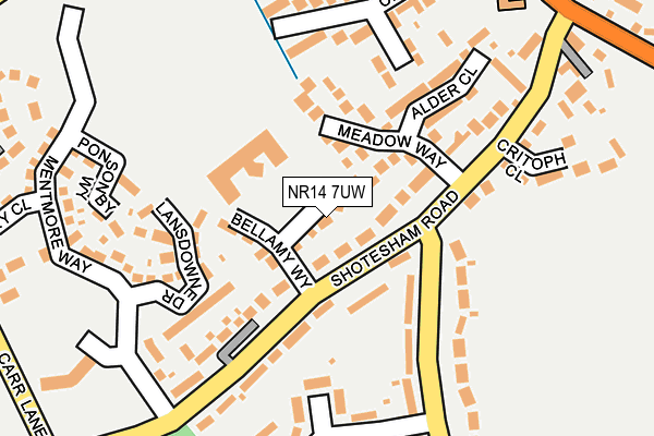 NR14 7UW map - OS OpenMap – Local (Ordnance Survey)