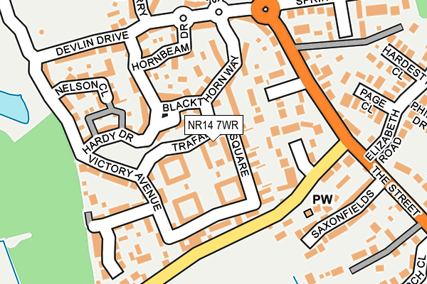 NR14 7WR map - OS OpenMap – Local (Ordnance Survey)