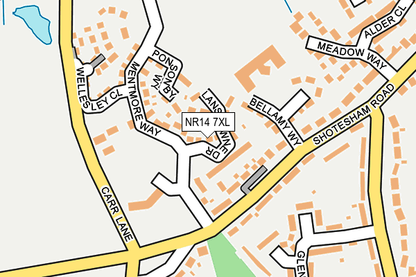NR14 7XL map - OS OpenMap – Local (Ordnance Survey)