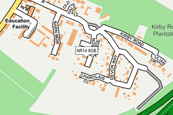 NR14 8GB map - OS OpenMap – Local (Ordnance Survey)