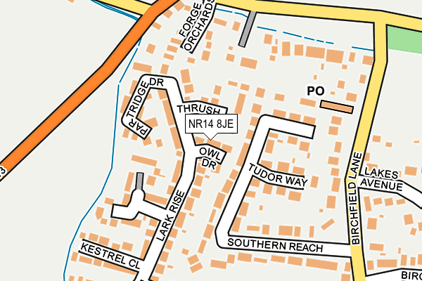 NR14 8JE map - OS OpenMap – Local (Ordnance Survey)