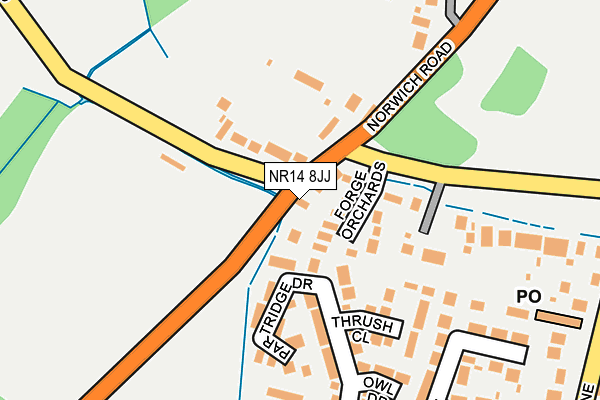 NR14 8JJ map - OS OpenMap – Local (Ordnance Survey)