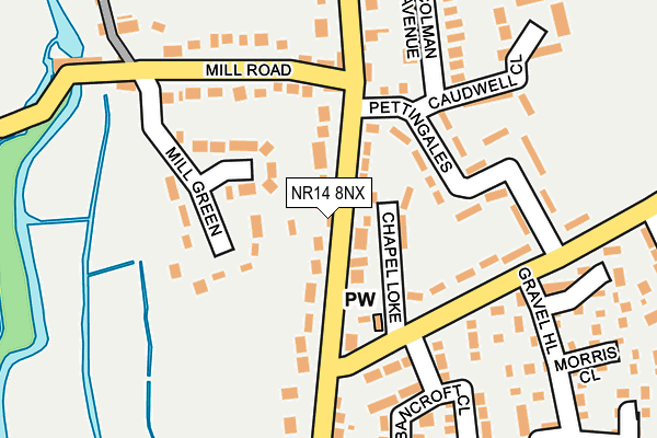 NR14 8NX map - OS OpenMap – Local (Ordnance Survey)