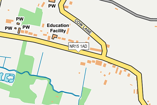 NR15 1AD map - OS OpenMap – Local (Ordnance Survey)